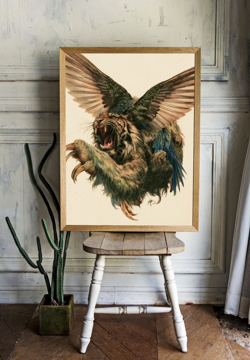 Winged Tiger Illustration Poster. room preview
