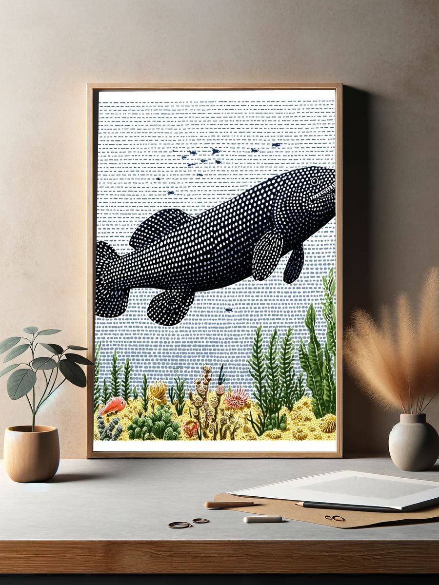Whale Shark Underwater Illustration Poster. — room view 2