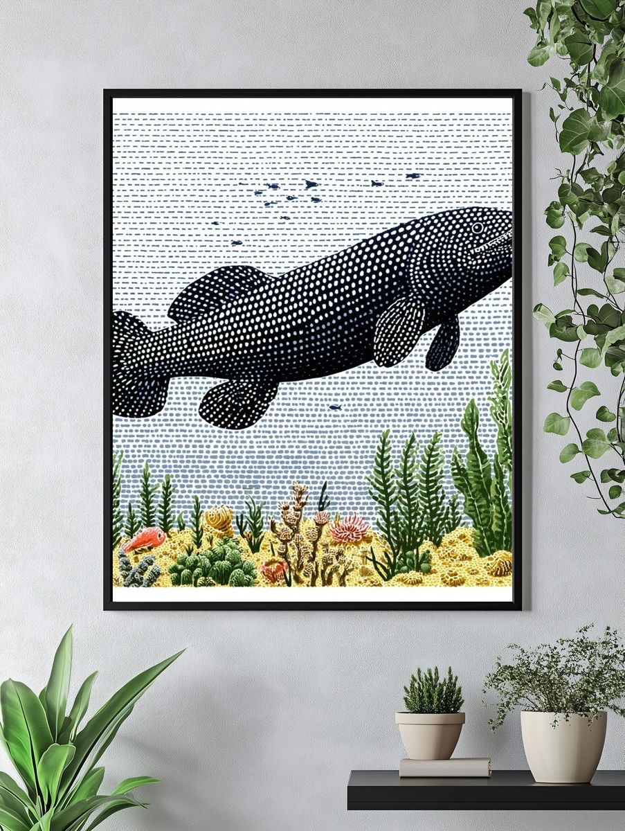 Whale Shark Underwater Illustration Poster. — room view 4