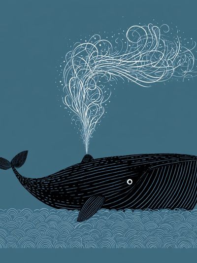 Whale Breaching Illustration Poster.
