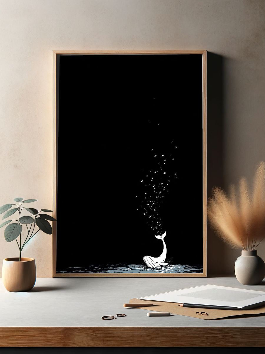 Whale Breach Minimalist Print. — room view 2