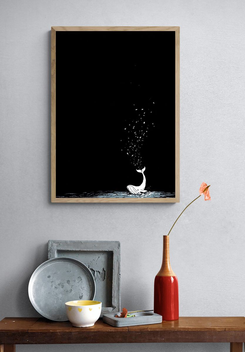 Whale Breach Minimalist Print. — room view 3