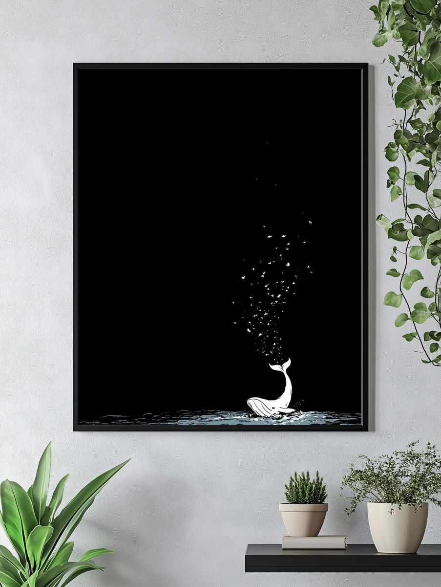Whale Breach Minimalist Print. — room view 4