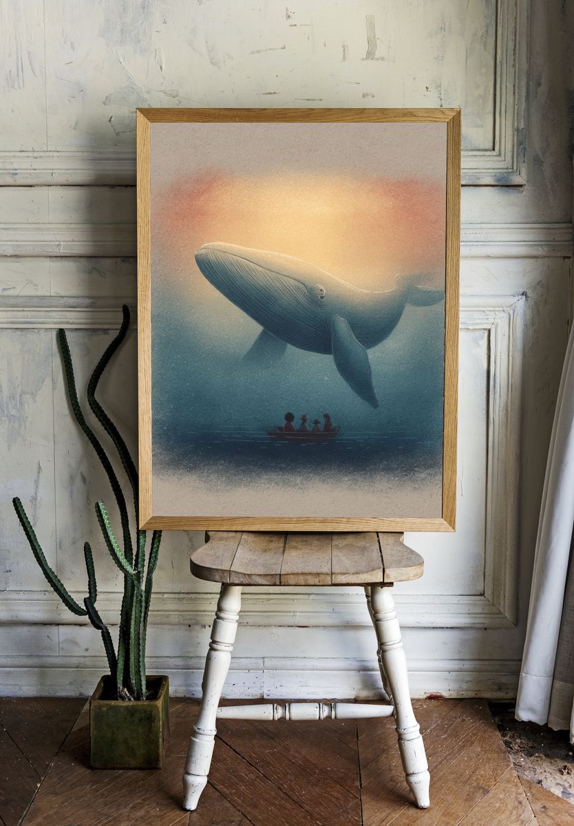 Whale Dreamscape Illustration Poster. — room view 1