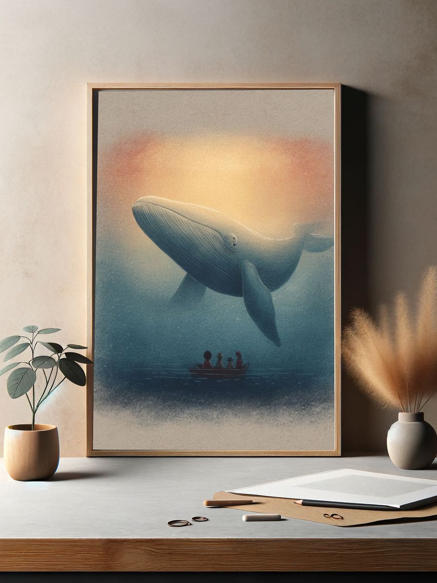 Whale Dreamscape Illustration Poster. — room view 2
