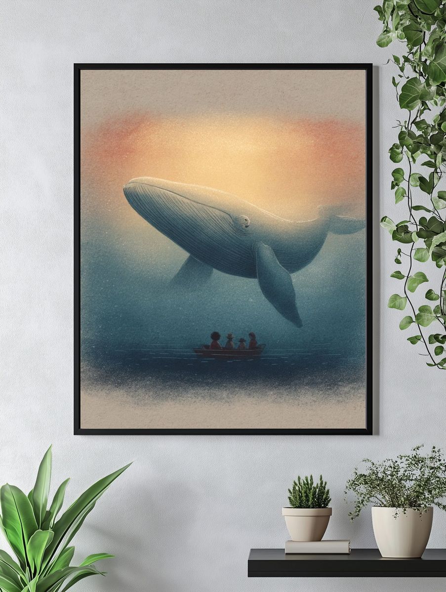Whale Dreamscape Illustration Poster. — room view 4