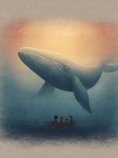 Whale Dreamscape Illustration Poster. poster print