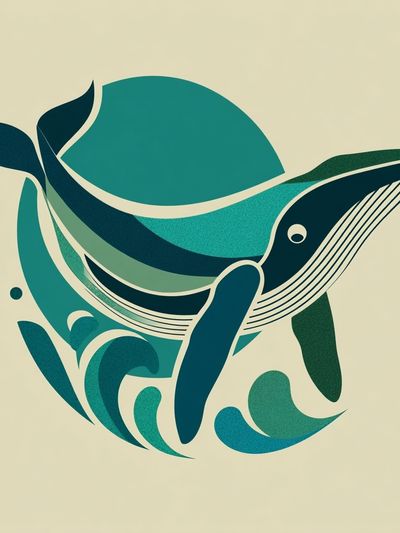 Whale Ocean Illustration Poster. poster print