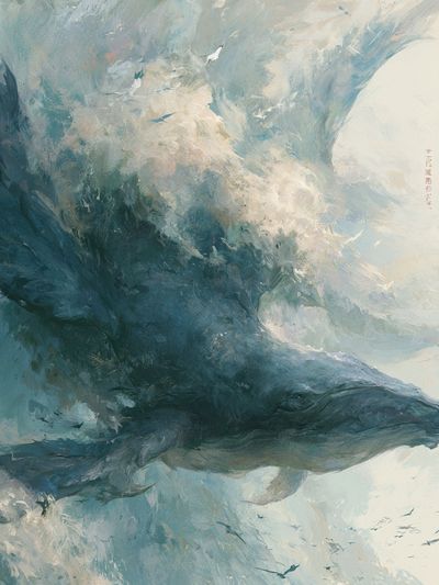 Whale in the Clouds Illustration Poster. poster