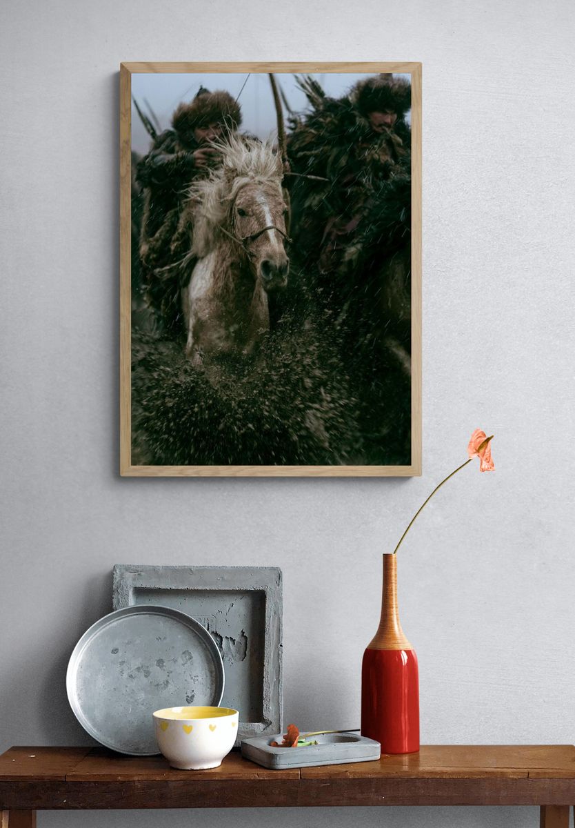 Wild Horse Charge Photography Poster. — room view 3