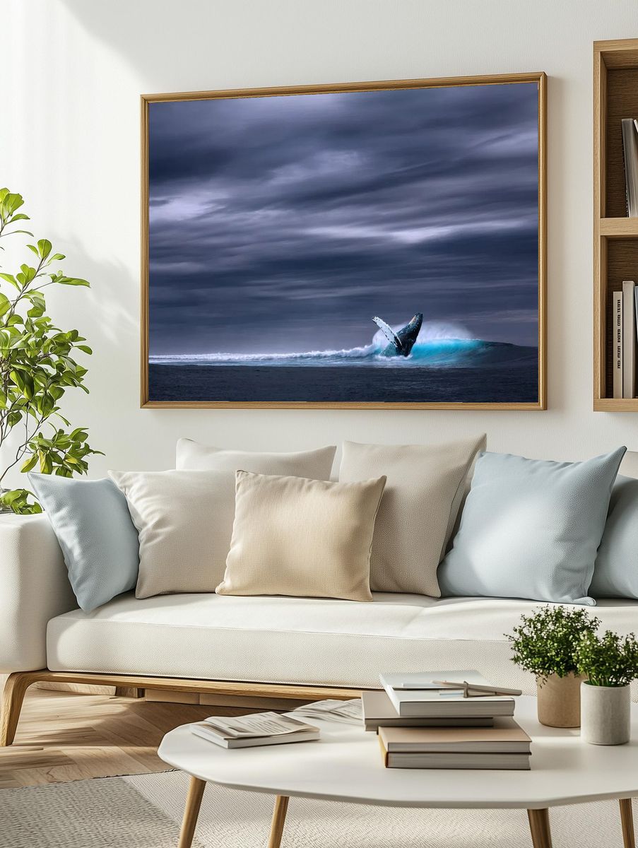 Humpback Whale Breaching — Ocean Photography Print. — room view 2