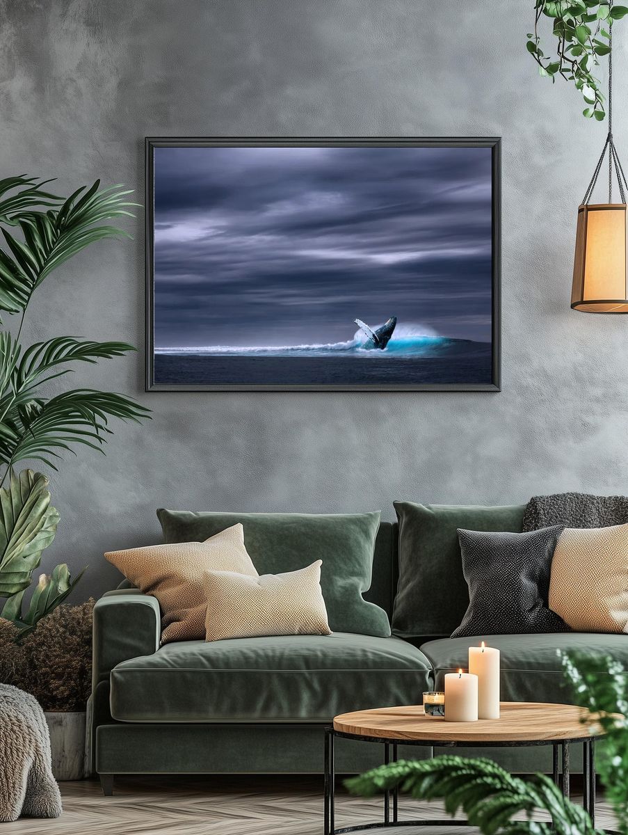 Humpback Whale Breaching — Ocean Photography Print. — room view 4