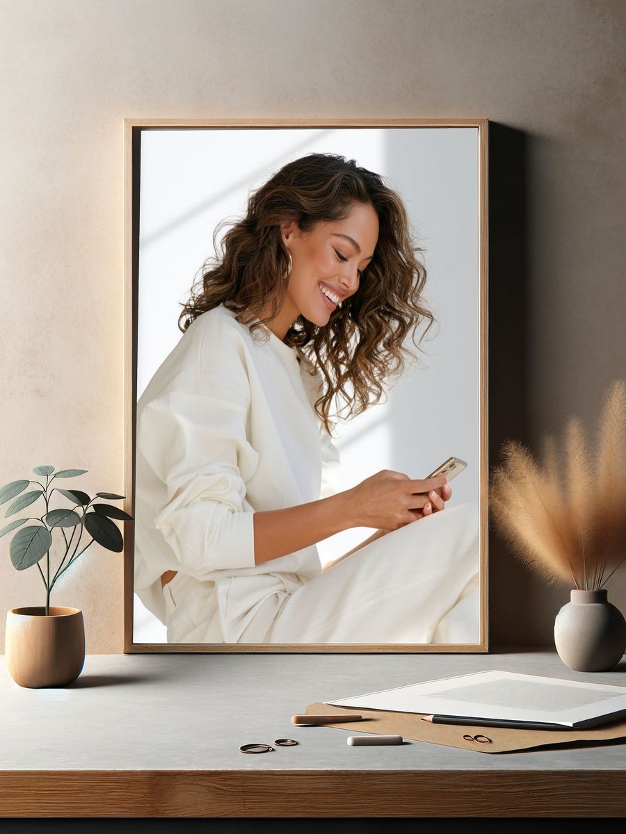 Woman in White Portrait Poster. — room view 2