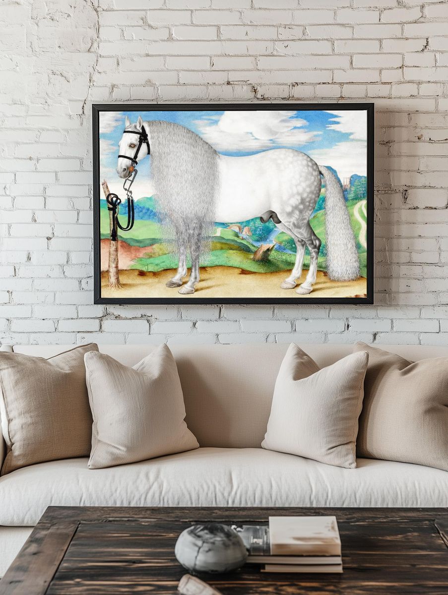 White Horse Surrealist Print. — room view 1