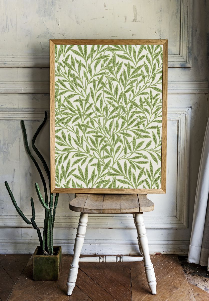 William Morris's vintage willow leaves. room preview