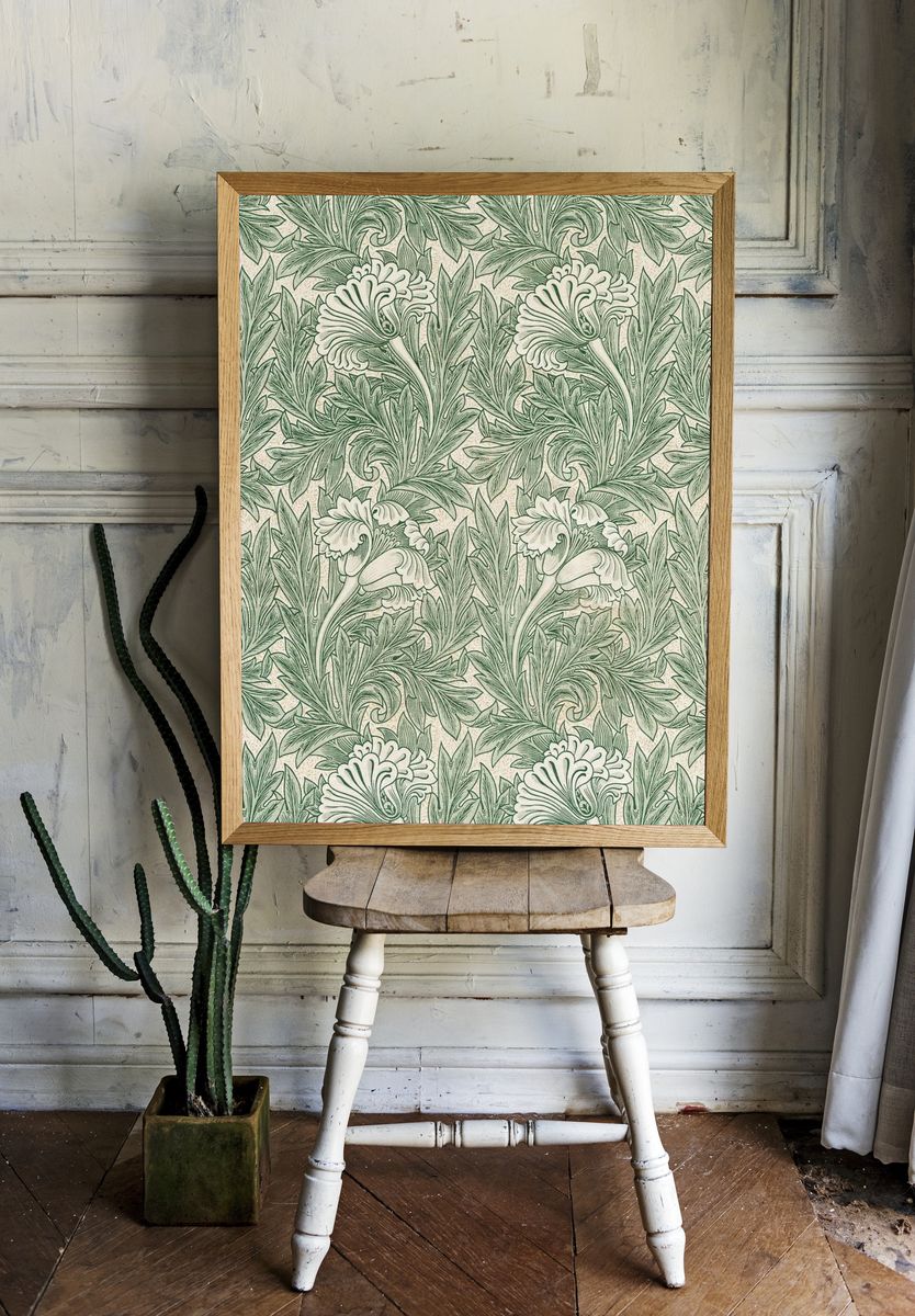 Green Tulip by William Morris — Vintage Print. — room view 1