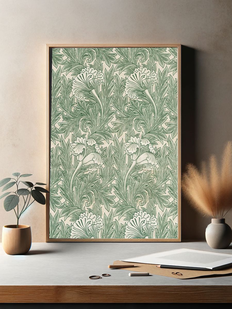 Green Tulip by William Morris — Vintage Print. — room view 2