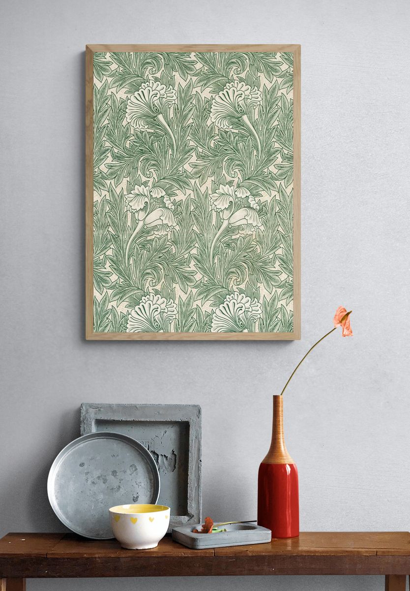 Green Tulip by William Morris — Vintage Print. — room view 3