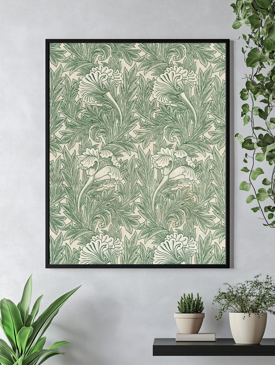 Green Tulip by William Morris — Vintage Print. — room view 4