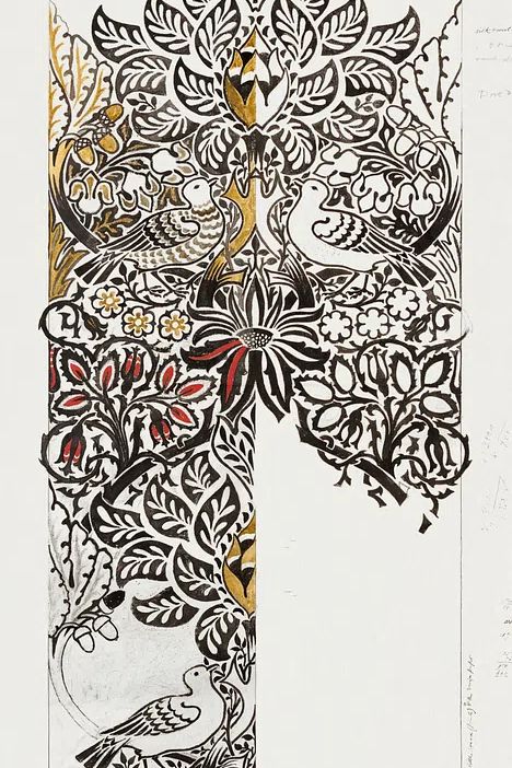 Watercolour, woven fabric design: Dove. poster — fine-art art