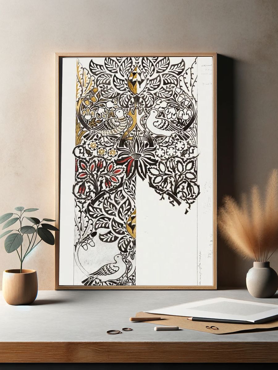Watercolour, woven fabric design: Dove. — room view 2