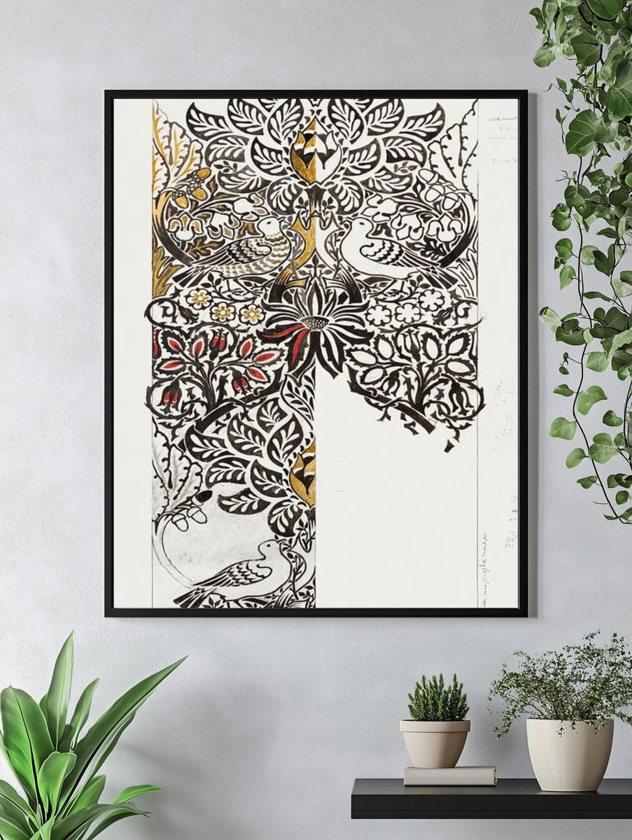 Watercolour, woven fabric design: Dove. — room view 4