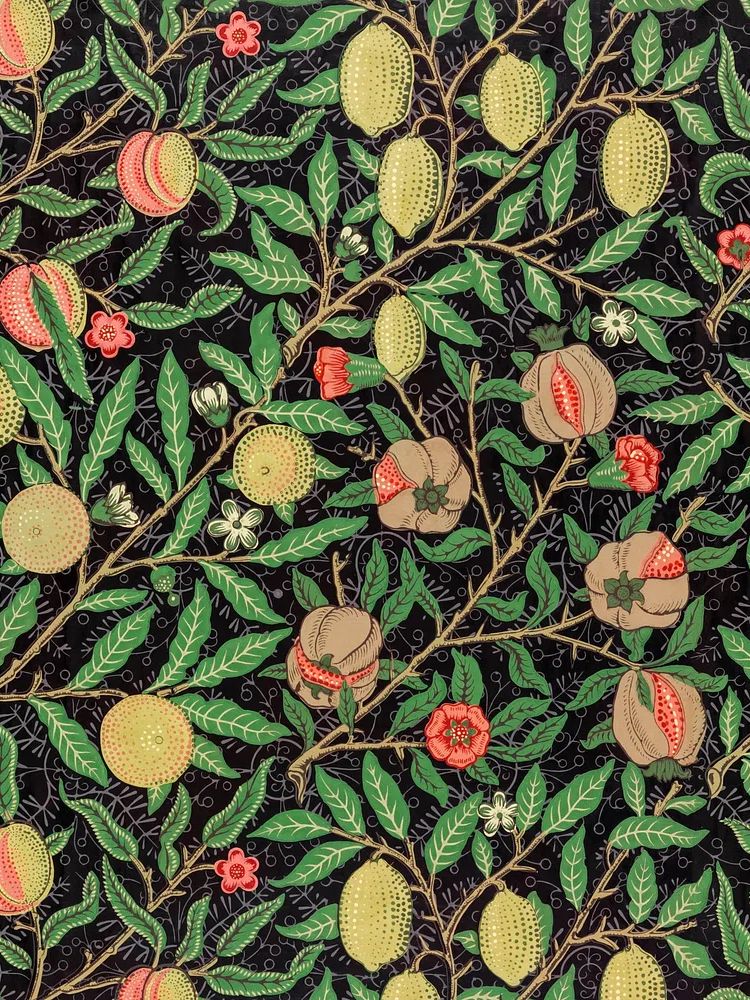 William Morris's vintage pomegranate flowers. poster — botanical art