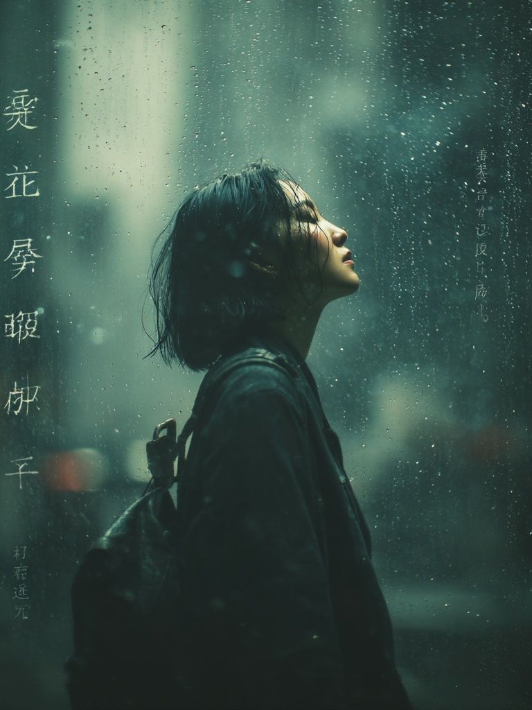 Woman in Rain — Photography Print. poster detail