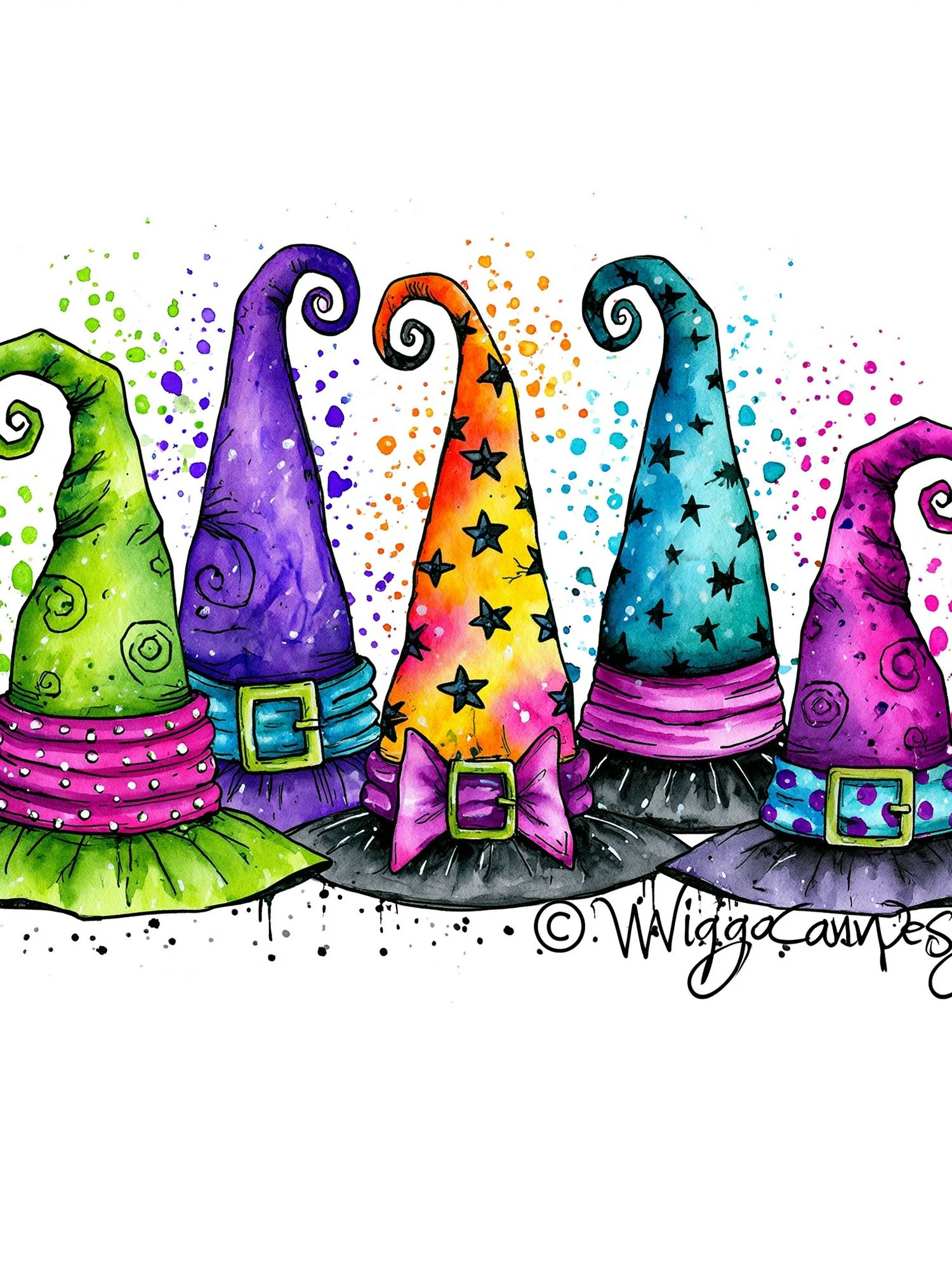 Witch Hats Watercolor Poster. poster — illustration art