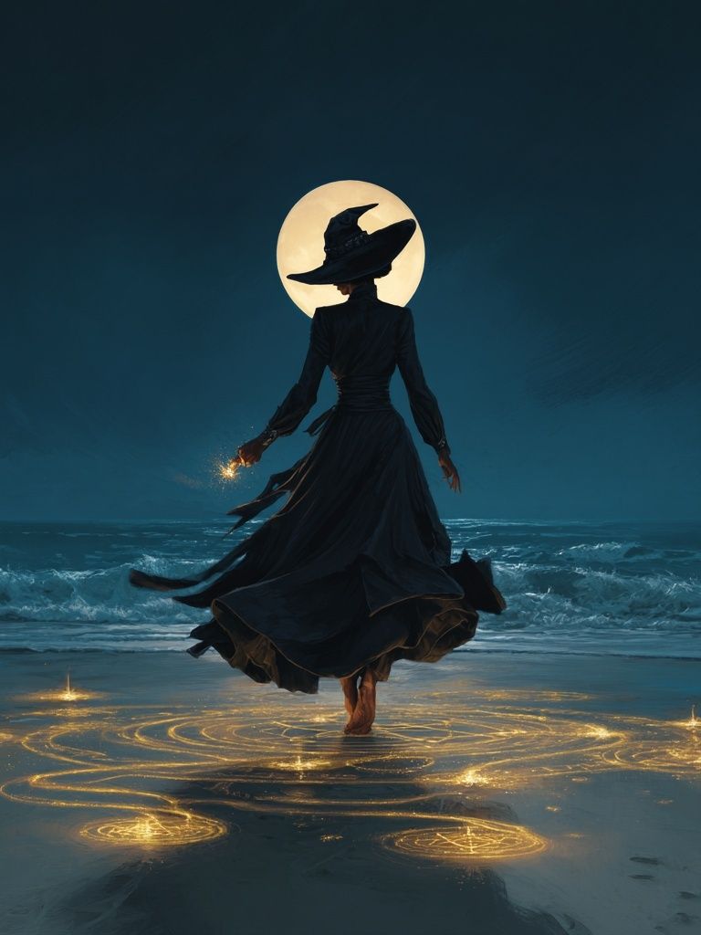 Mystical Witch by the Sea — Illustration Print. poster detail