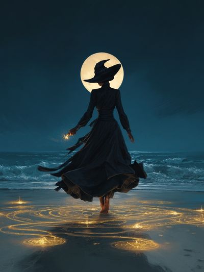 Mystical Witch by the Sea — Illustration Print. poster print