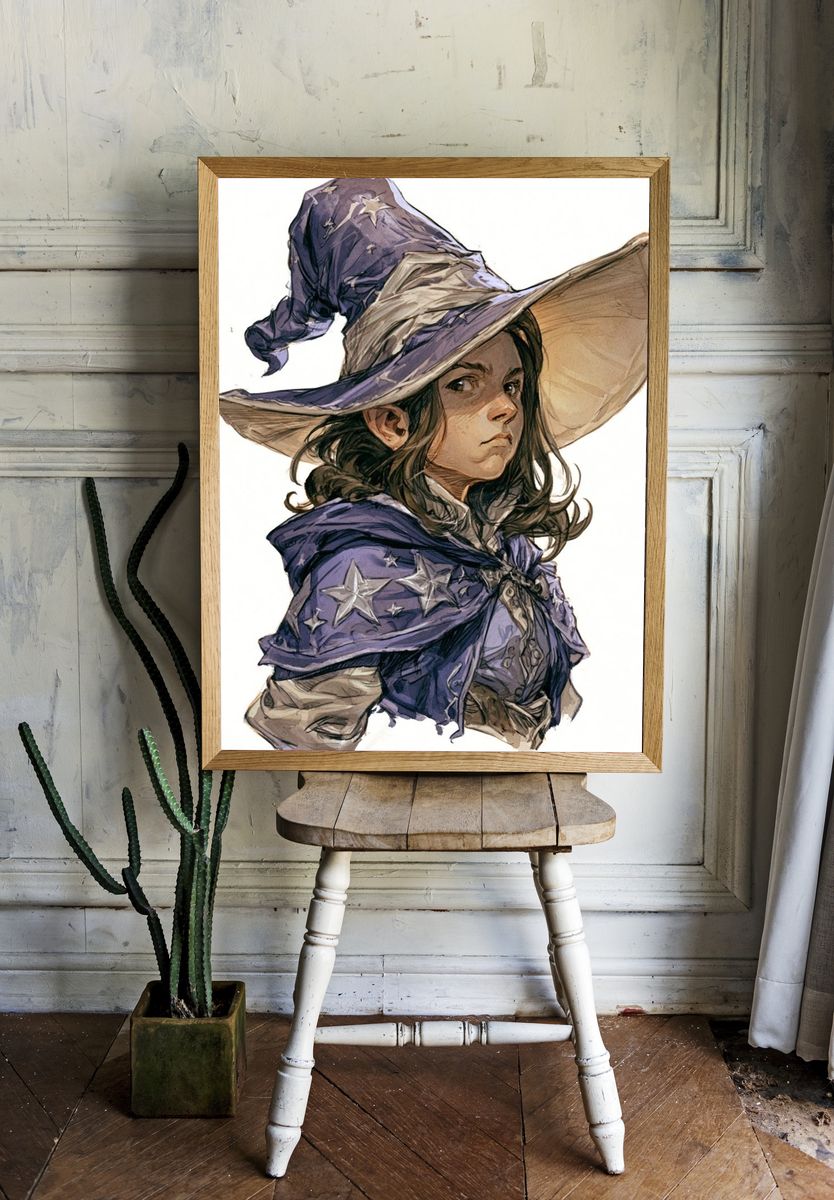 Witch Portrait Illustration Print. room preview