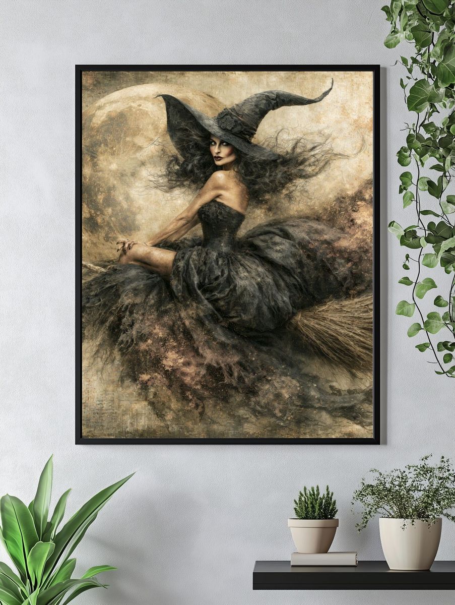 Witch on Broom Fine-Art Print. — room view 4