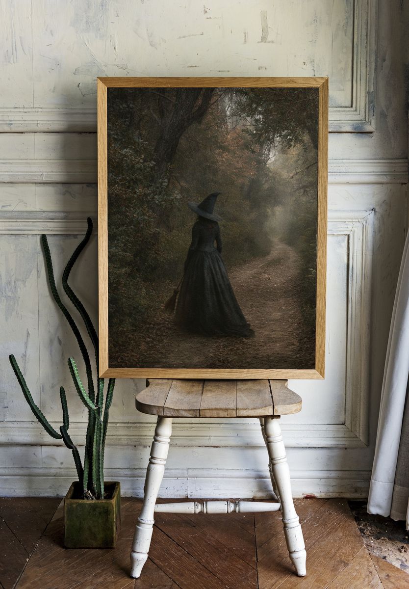 Witch in Misty Forest Photography Poster. — room view 1