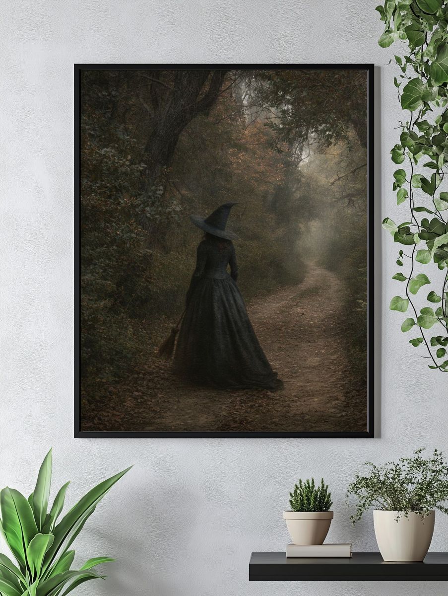 Witch in Misty Forest Photography Poster. — room view 4