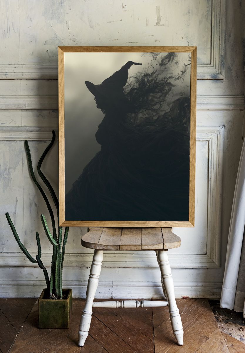 Witch Silhouette Smoke Poster. — room view 1