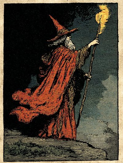 Wizard with Flame — Vintage Print. poster