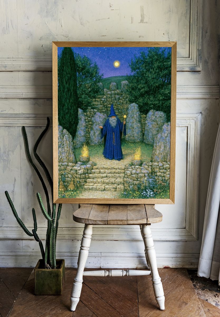 Moonlit Wizard Garden Print. room preview