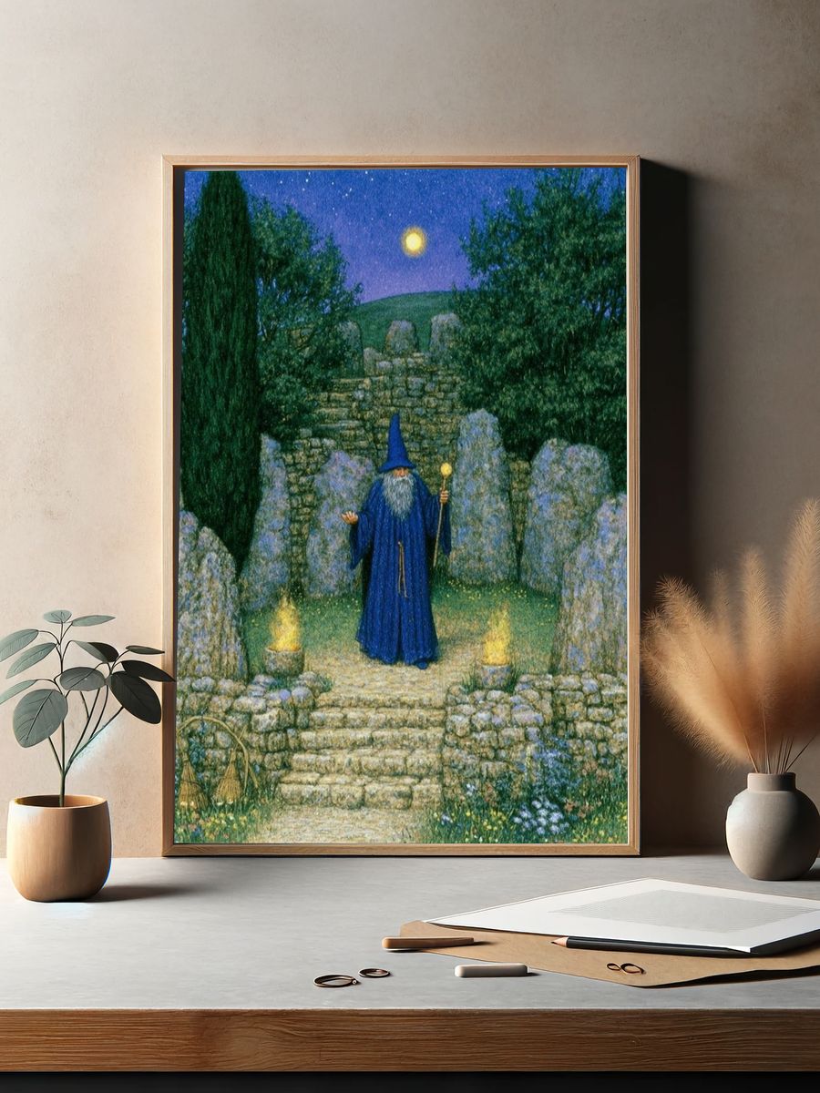 Moonlit Wizard Garden Print. — room view 2