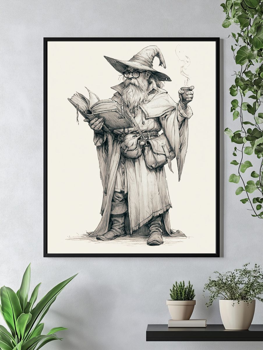 Wizard Reader Illustration Poster. — room view 4