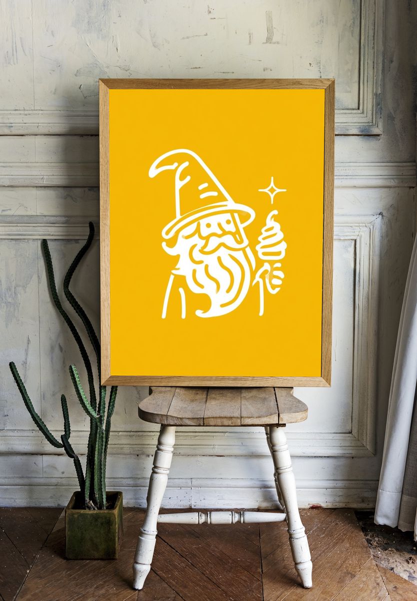 Wizard Line Art Poster. room preview