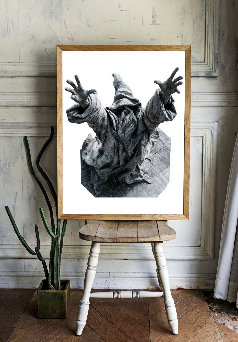 Wizard Statue Photography Poster. room preview