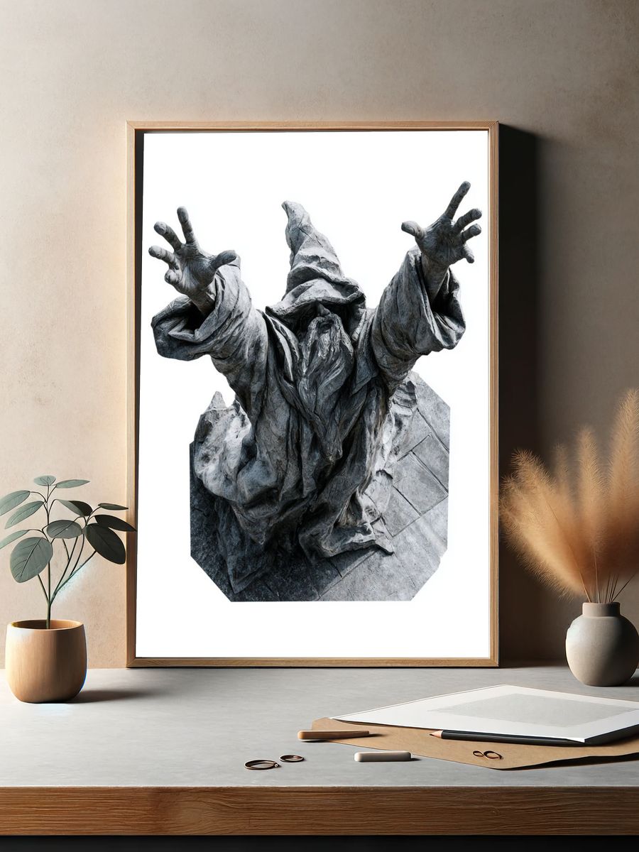 Wizard Statue Photography Poster. — room view 2