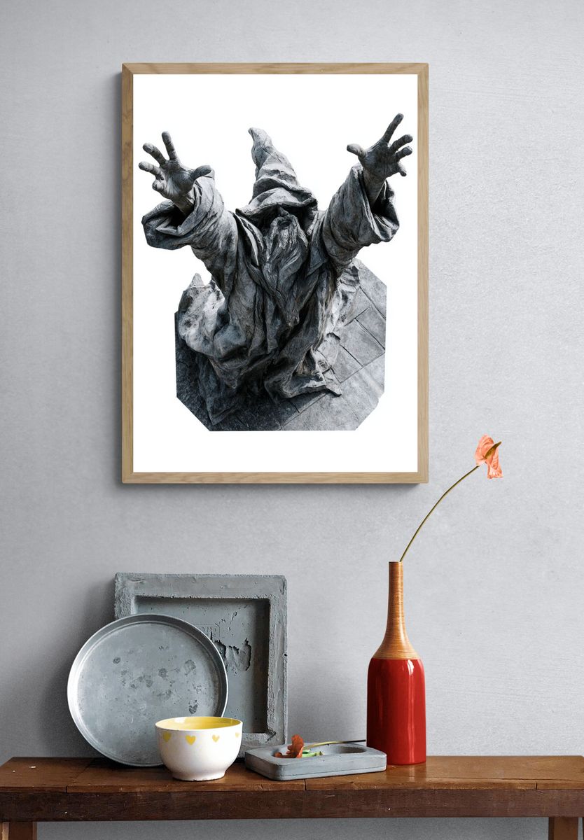 Wizard Statue Photography Poster. — room view 3