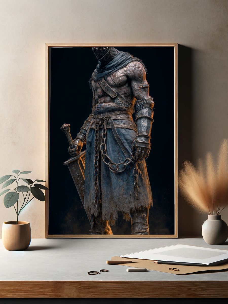 Warrior Knight — Fantasy Art Print. — room view 2