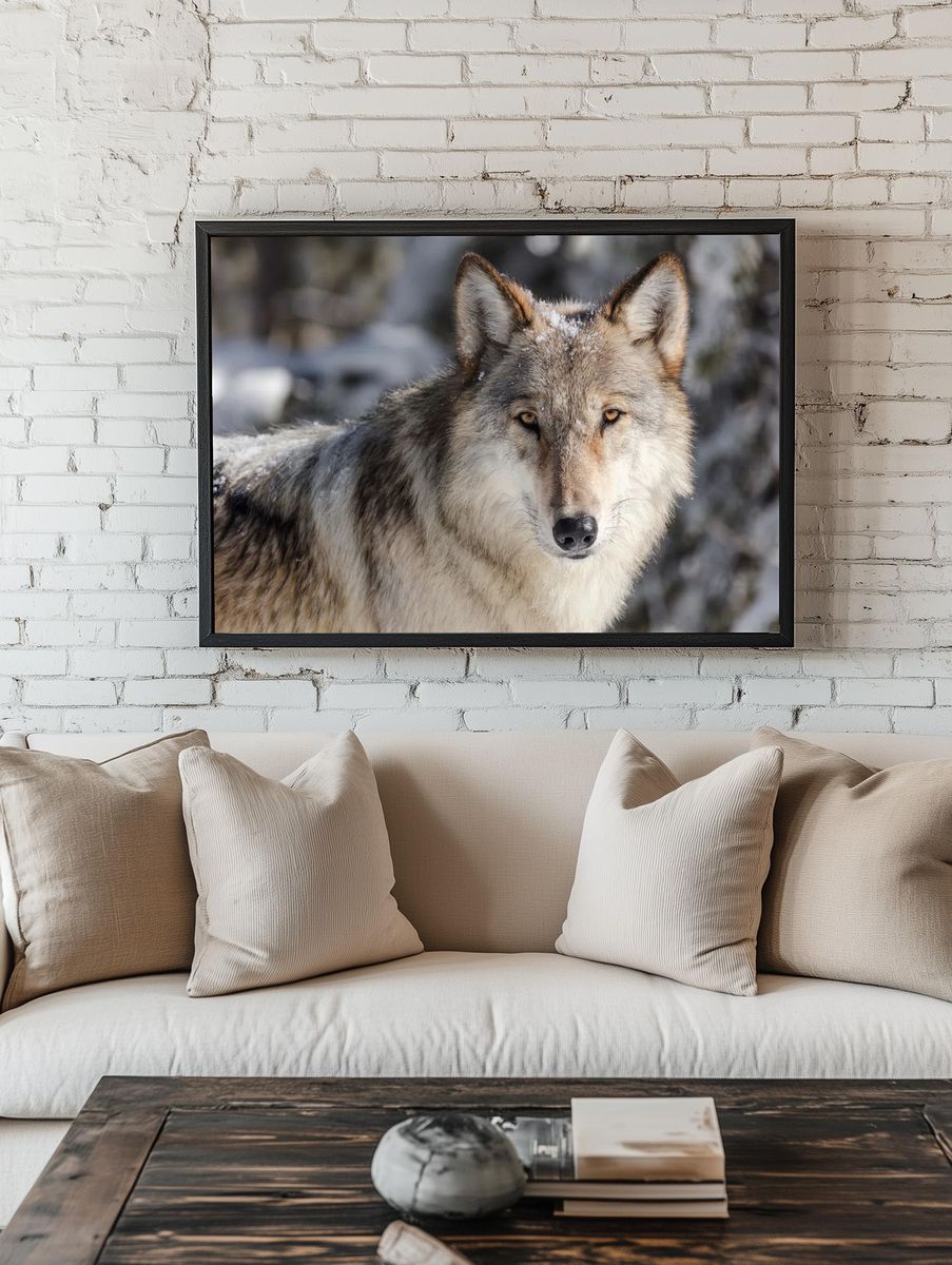 Wolf portrait taken vehicle pullout. room preview