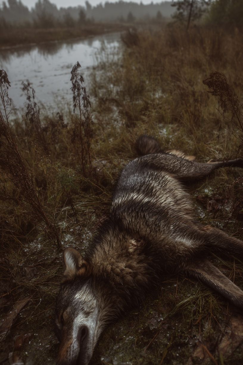 Wolf in Marshland Photography Poster. poster — animals art