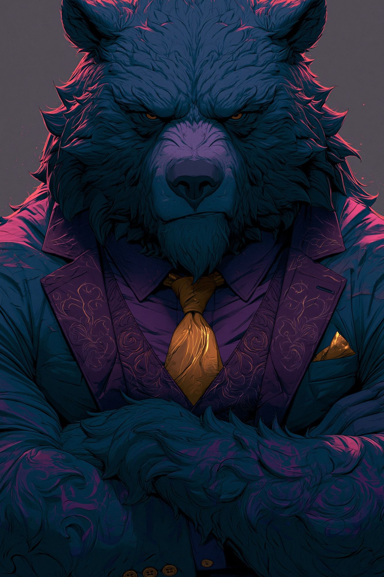 Wolf Gentleman Digital Art Poster. poster detail