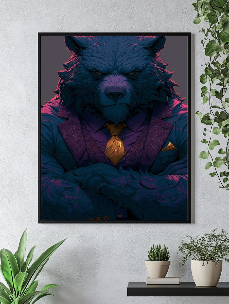 Wolf Gentleman Digital Art Poster. — room view 4