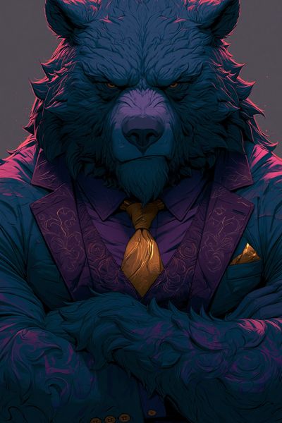 Wolf Gentleman Digital Art Poster.